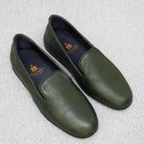Green - Slippers - Grained Leather