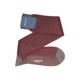 Burgundy & Grey - Houndstooth - Wool