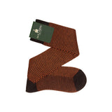 Dark brown &amp; orange - Caviar - Wool and Cotton lisle