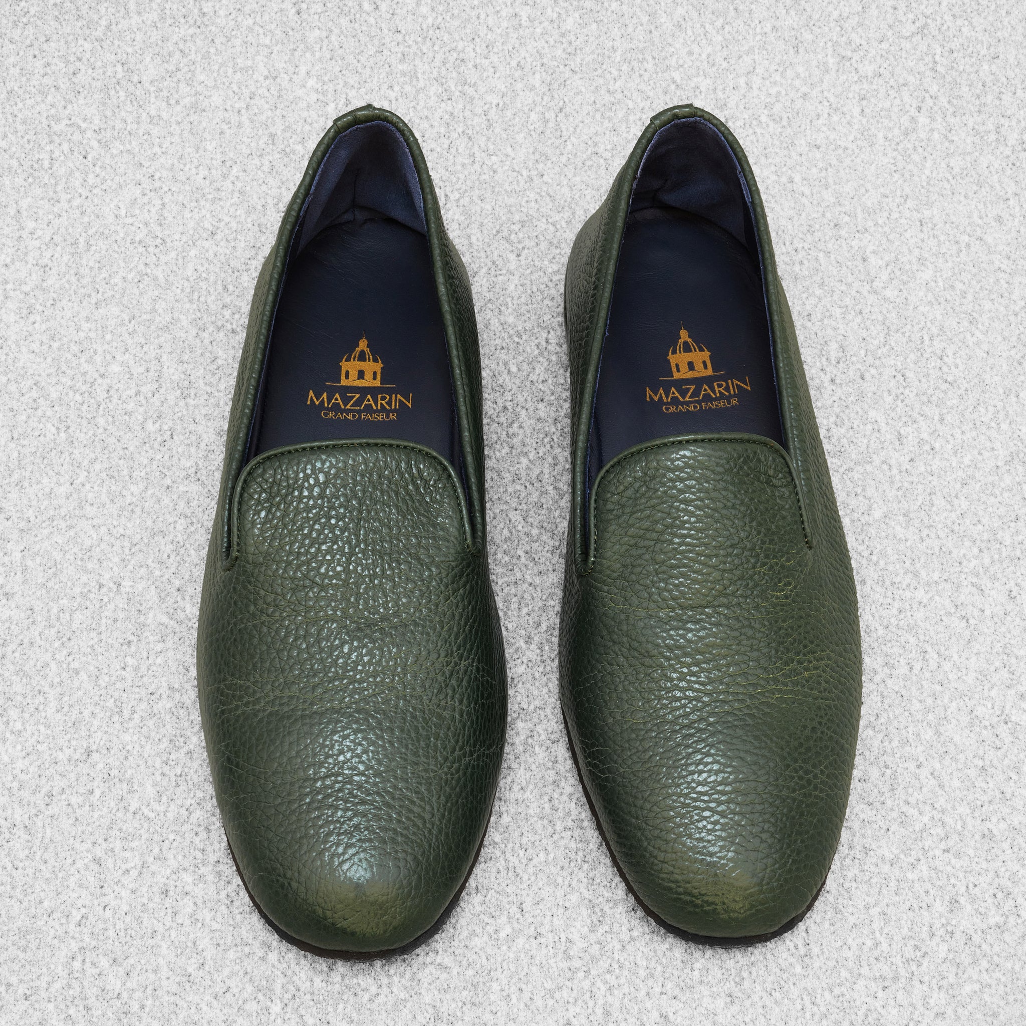 Chaussons verts - Cuir grainé
