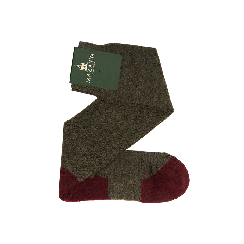 Khaki & Burgundy - Wool