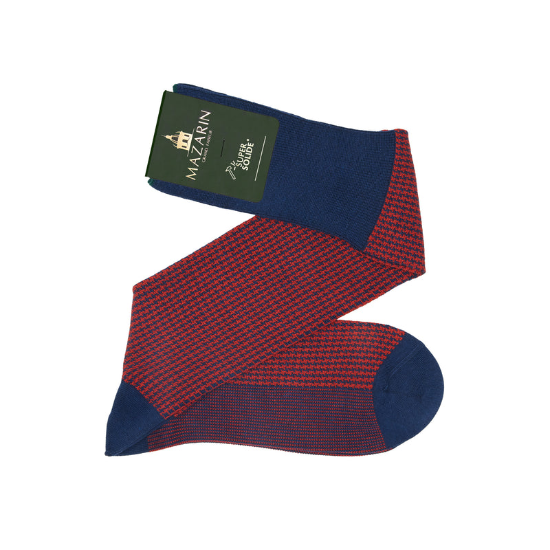 Blue &amp; Orange - Houndstooth - Super-strong Cotton lisle
