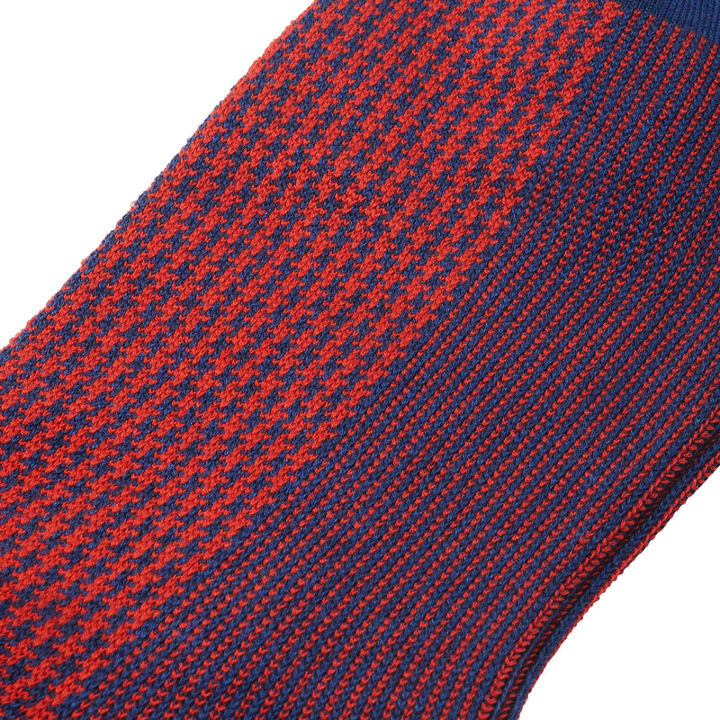 Blue &amp; Orange - Houndstooth - Super-strong Cotton lisle