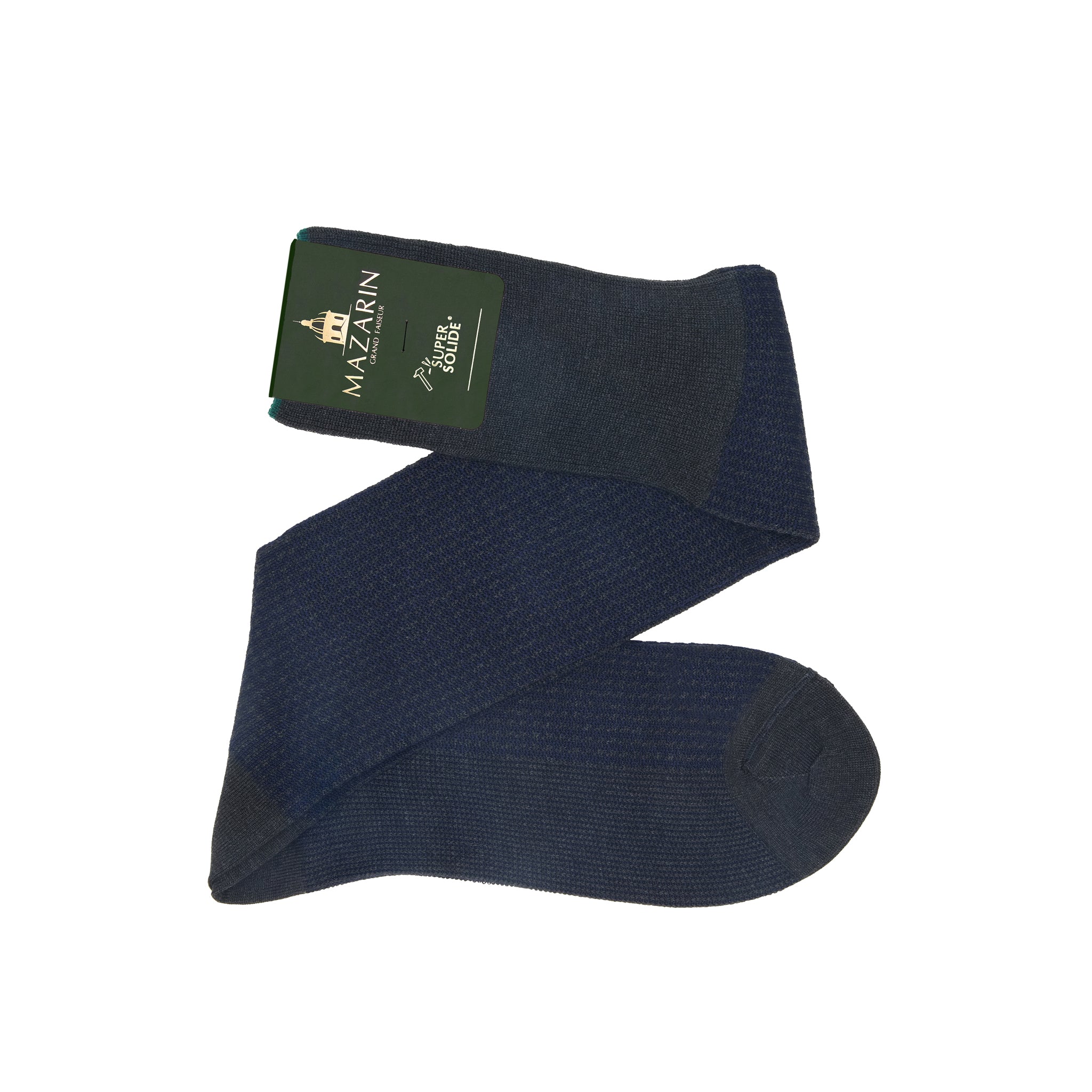 Grau & Marineblau - Hahnentritt - Super-Solid Fil d'Écosse Baumwolle