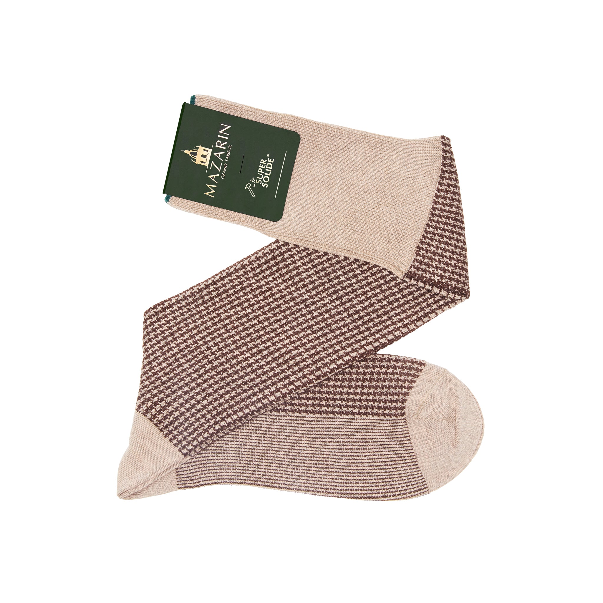 Beige & Schokolade - Hahnentritt - Super-Solid Fil d'Écosse Baumwolle