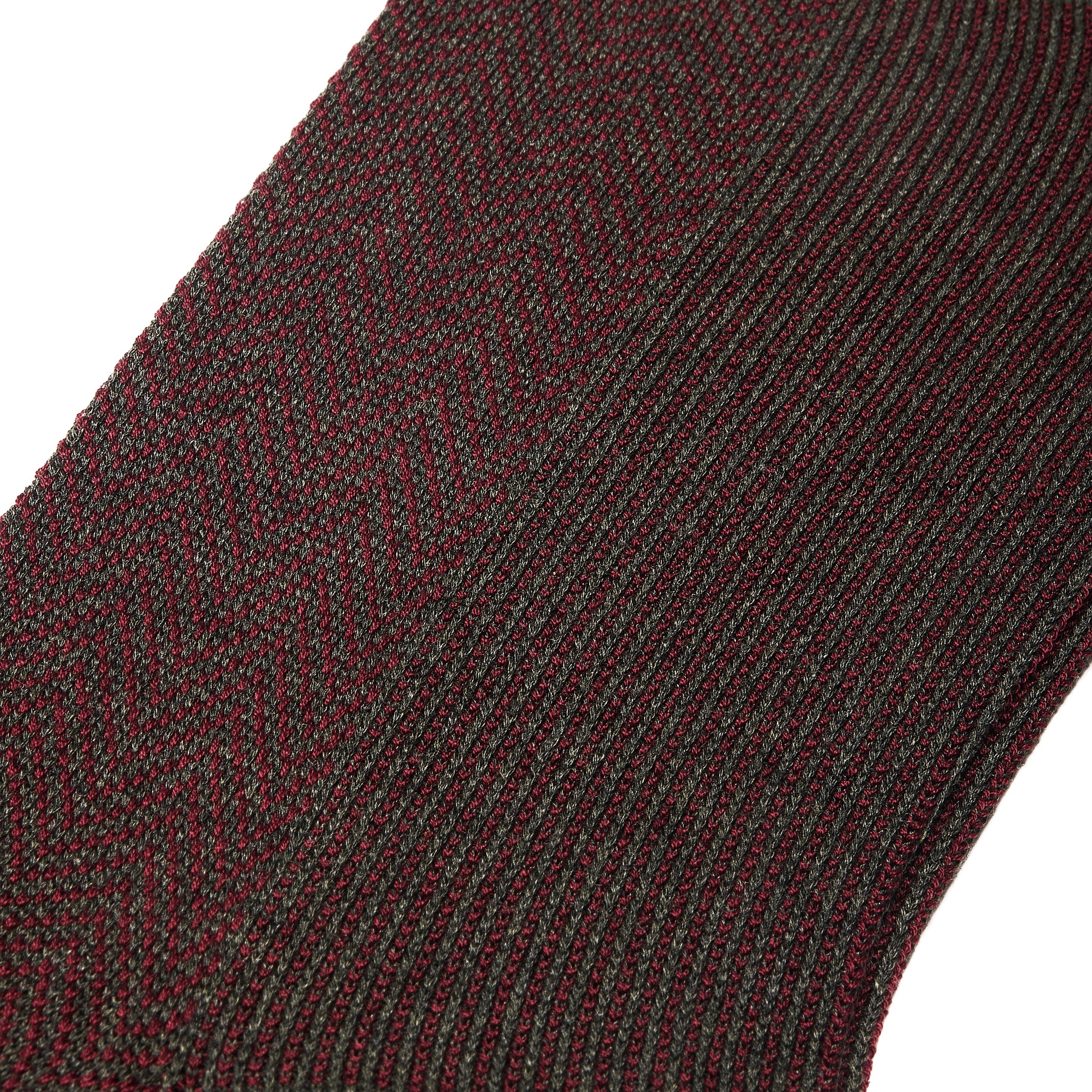 Khaki & Bordeaux - Fischgrätenmuster - Super-Solid Fil d'Écosse Baumwolle