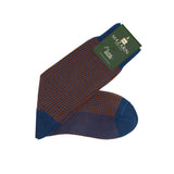 Night Blue & Hazelnut - Houndstooth - Super-durable Cotton Lisle