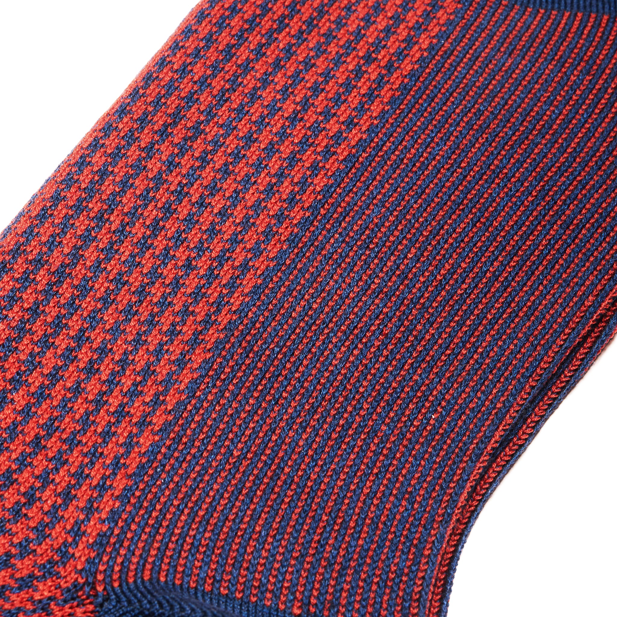 Blau & Orange - Hahnentritt - Super-Solid Fil d'Écosse Baumwolle