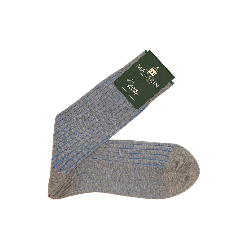 Light grey & Blue - Super-solid Cotton lisle
