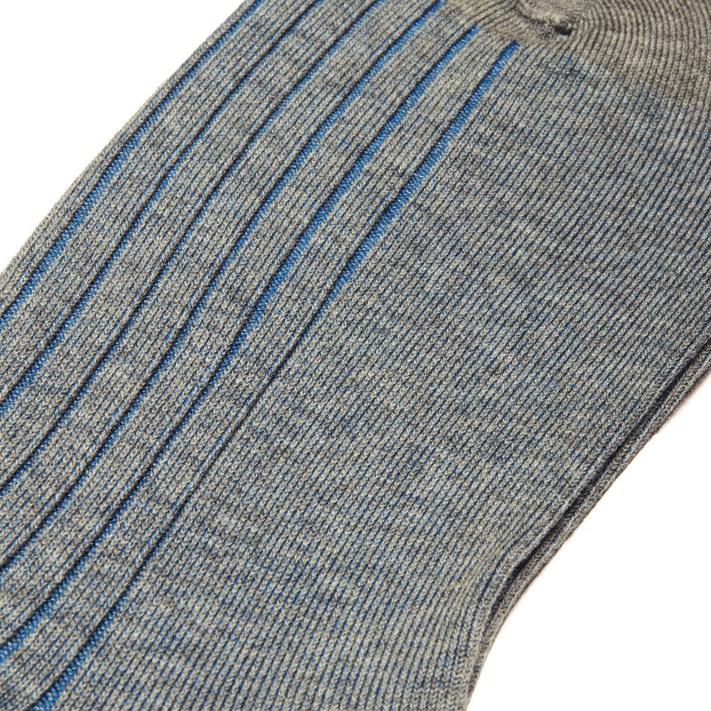 Light grey & Blue - Super-solid Cotton lisle