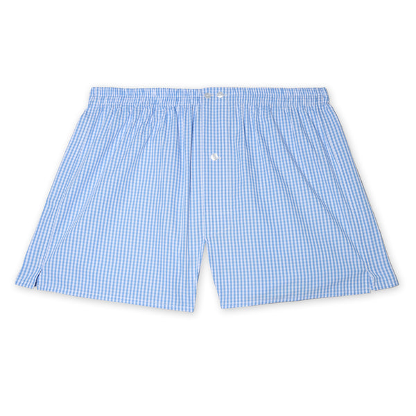 Boxer Shorts – Sky Blue & White Vichy Check – Cotton