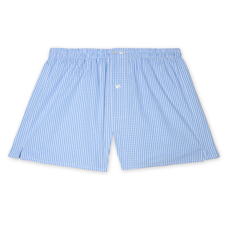 Boxer Shorts – Sky Blue & White Vichy Check – Cotton