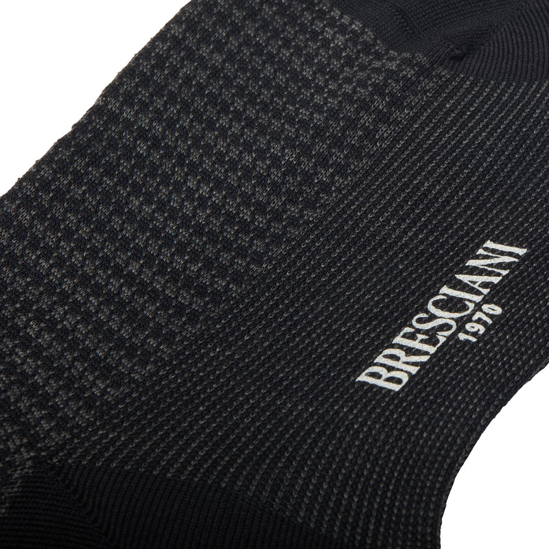Black & Grey - Houndstooth - Cotton Lisle
