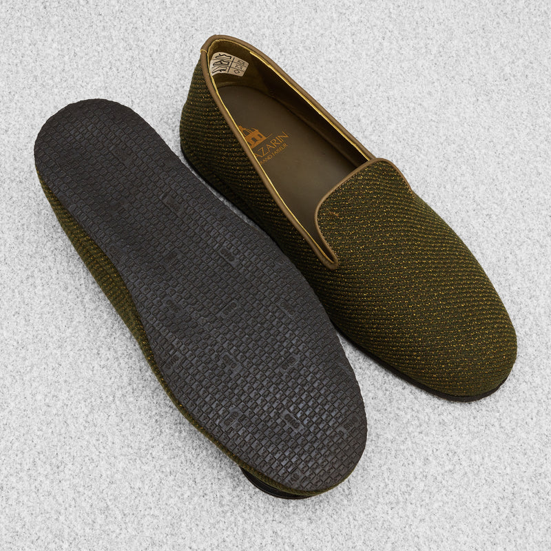 Green & Gold Slippers - Wool & Cotton