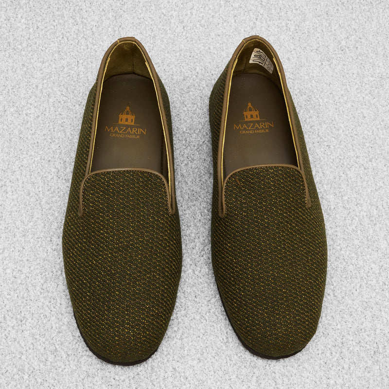 Green & Gold Slippers - Wool & Cotton