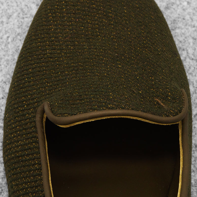 Green & Gold Slippers - Wool & Cotton