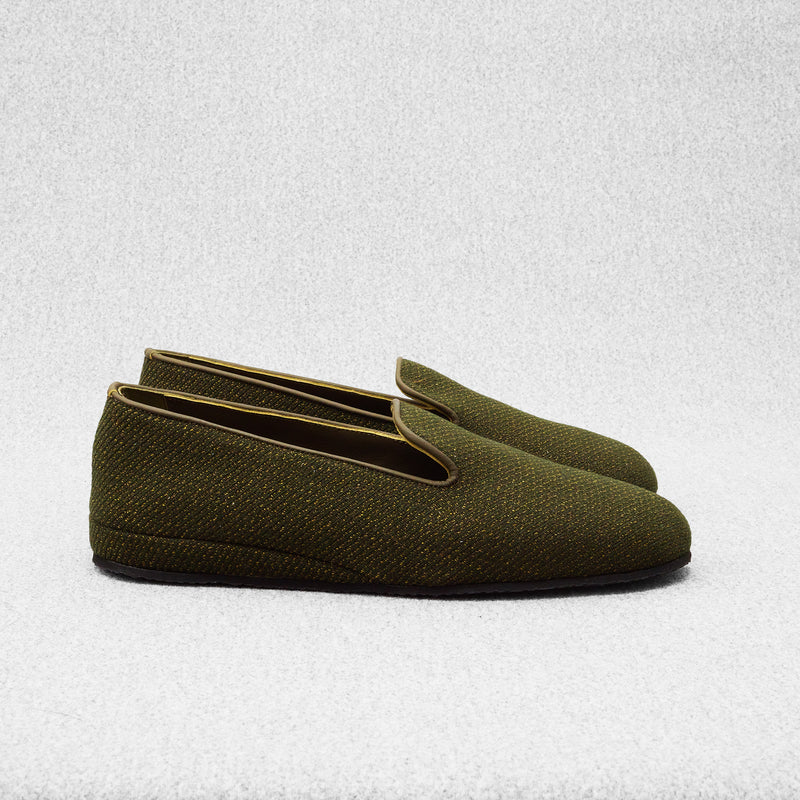 Green & Gold Slippers - Wool & Cotton