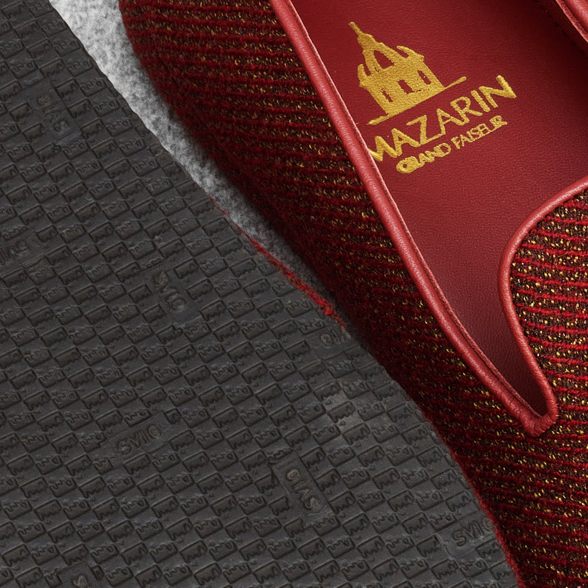 Hausschuhe Rot & Gold - Wolle & Baumwolle