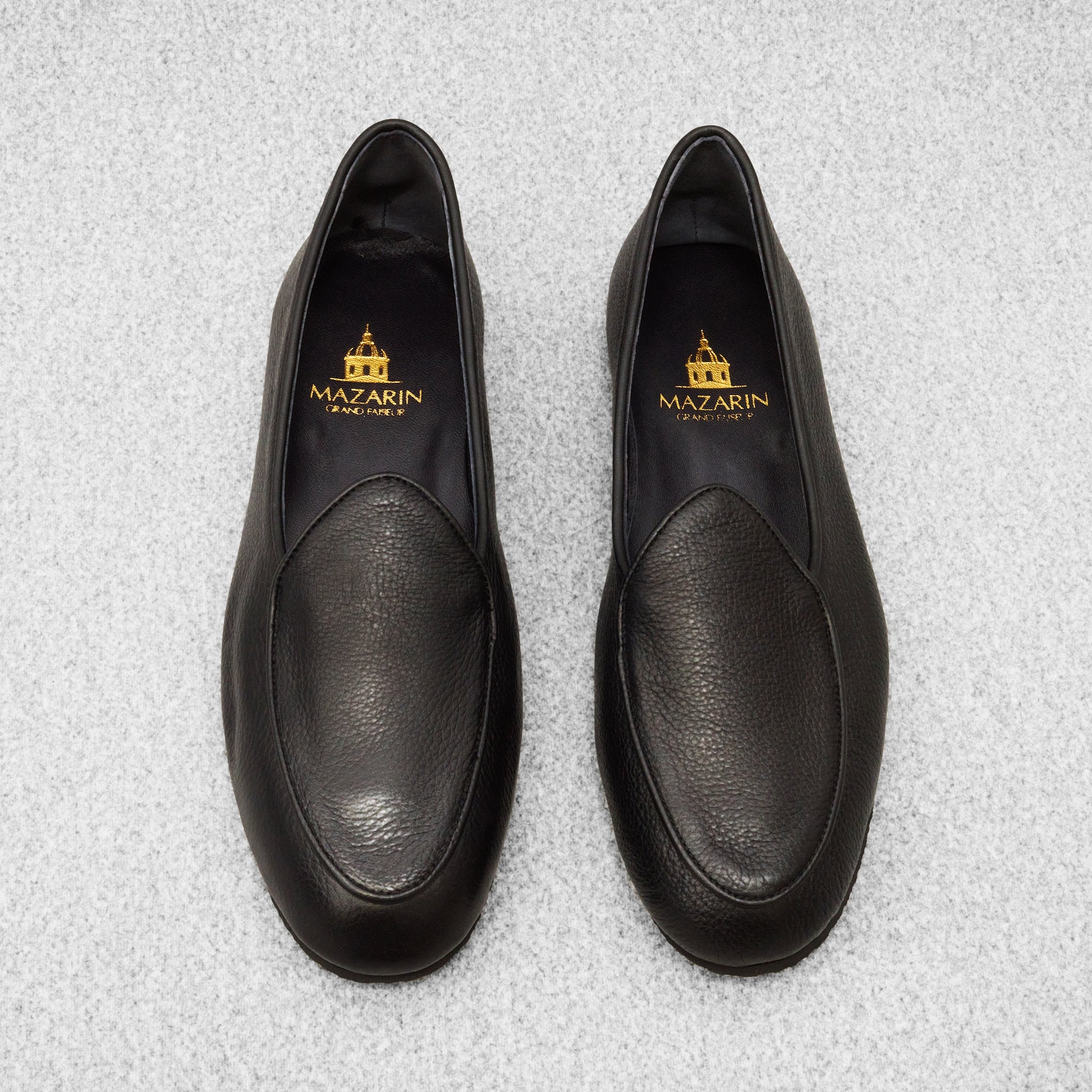 Schwarze Hausschuhe - Genarbtes Leder