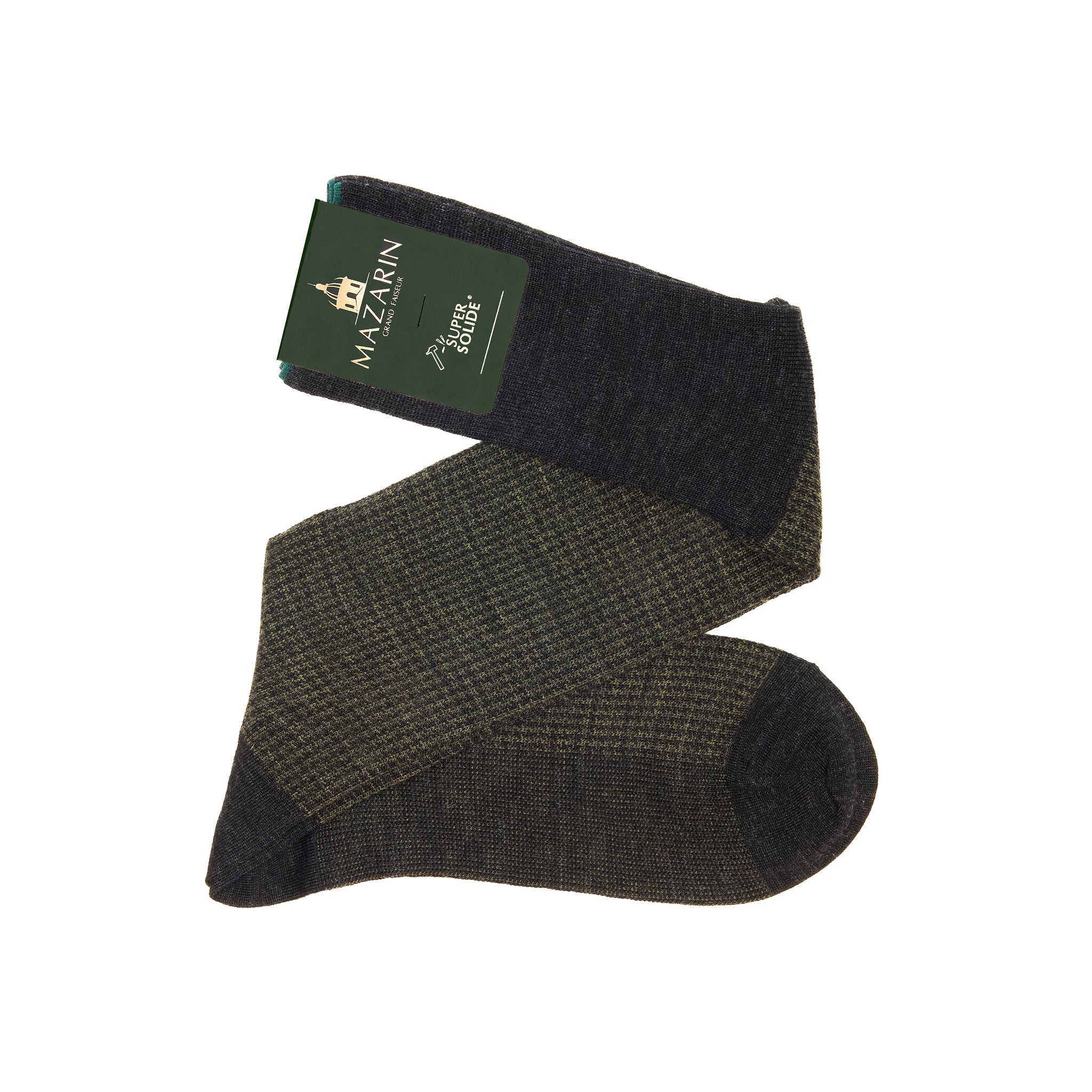Grau & Khaki - Hahnentritt - Super-Solid Wolle - Mazarin X Scavini