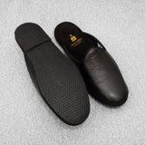 Black open slippers - Grained leather