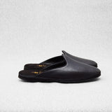 Black open slippers - Grained leather