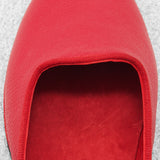 Red - Backless Slippers - Grained Leather