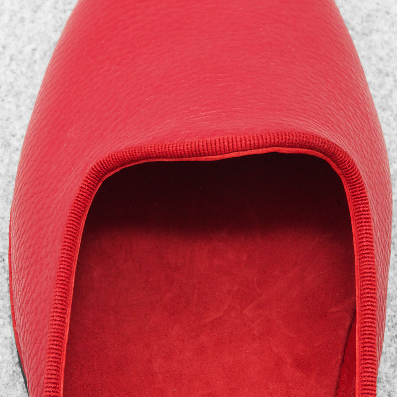 Pantuflas abiertas -Rojo - Cuero texturizado