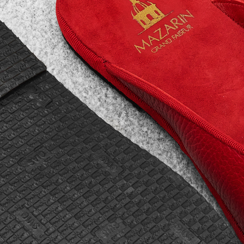 Pantuflas abiertas -Rojo - Cuero texturizado