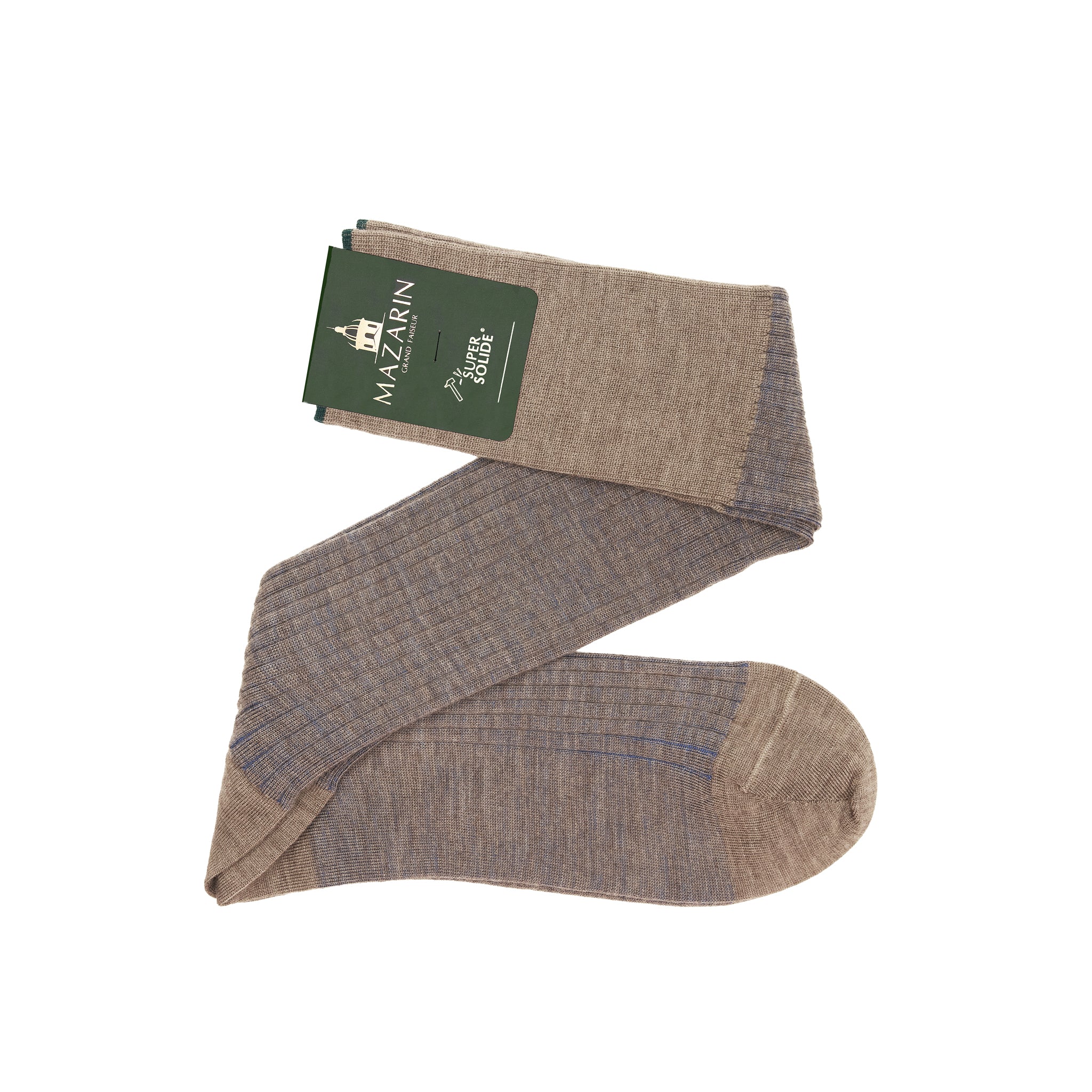 Beige & Königsblau - Super-Solid Wolle