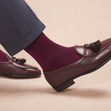 Marine & Carmin - Pied-de-poule - Fil d'Écosse