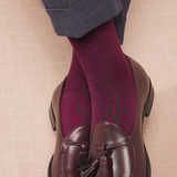 Marine & Carmin - Pied-de-poule - Fil d'Écosse