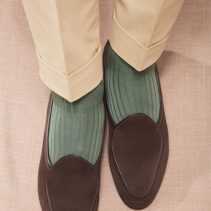 Mint green men's high socks - Fil d'cole - Mazarin Mes Chaussettes Rouges Mint green men's high socks - Fil d'cole - Mazarin Mes Chaussettes Rouges