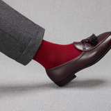 Red & Navy Blue - Herringbone - Super-Durable Cotton Lisle