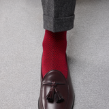 Red & Navy Blue - Herringbone - Super-Durable Cotton Lisle