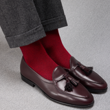 Red & Navy Blue - Herringbone - Super-Durable Cotton Lisle