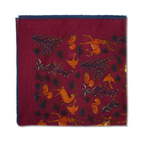 Pochette bordeaux & bleu - Motif Animaux - Laine & Soie