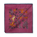 Pochette bordeaux & bleu - Motif Animaux - Laine & Soie