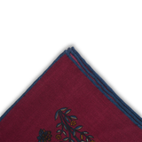 Pochette bordeaux & bleu - Motif Animaux - Laine & Soie