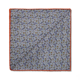 Pochette bleu ciel & orange - Motif Oiseaux - Laine & Soie