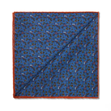 Pochette bleu ciel & orange - Motif Oiseaux - Laine & Soie