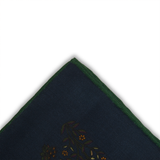Pochette marine & vert - Motif Animaux - Laine & Soie