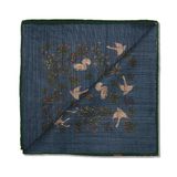 Pochette marine & vert - Motif Animaux - Laine & Soie