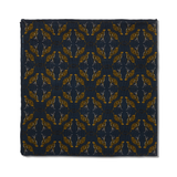 Pochette bleu nuit & jaune - Motif Animaux - Laine & Soie