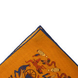 Pochette Ocre & Bleu - Motif Égypte antique - Laine & Soie