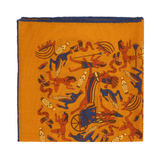 Pochette Ocre & Bleu - Motif Égypte antique - Laine & Soie