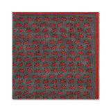 Pochette Gris & Rouge - Motif Renards - Laine & Soie