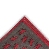 Pochette Gris & Rouge - Motif Renards - Laine & Soie