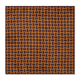 Ochre, Brown & Blue Pocket Square – Rectangle Pattern – Wool & Silk