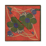 Pochette Orange & Kaki - Motif Art Nouveau - Laine & Soie